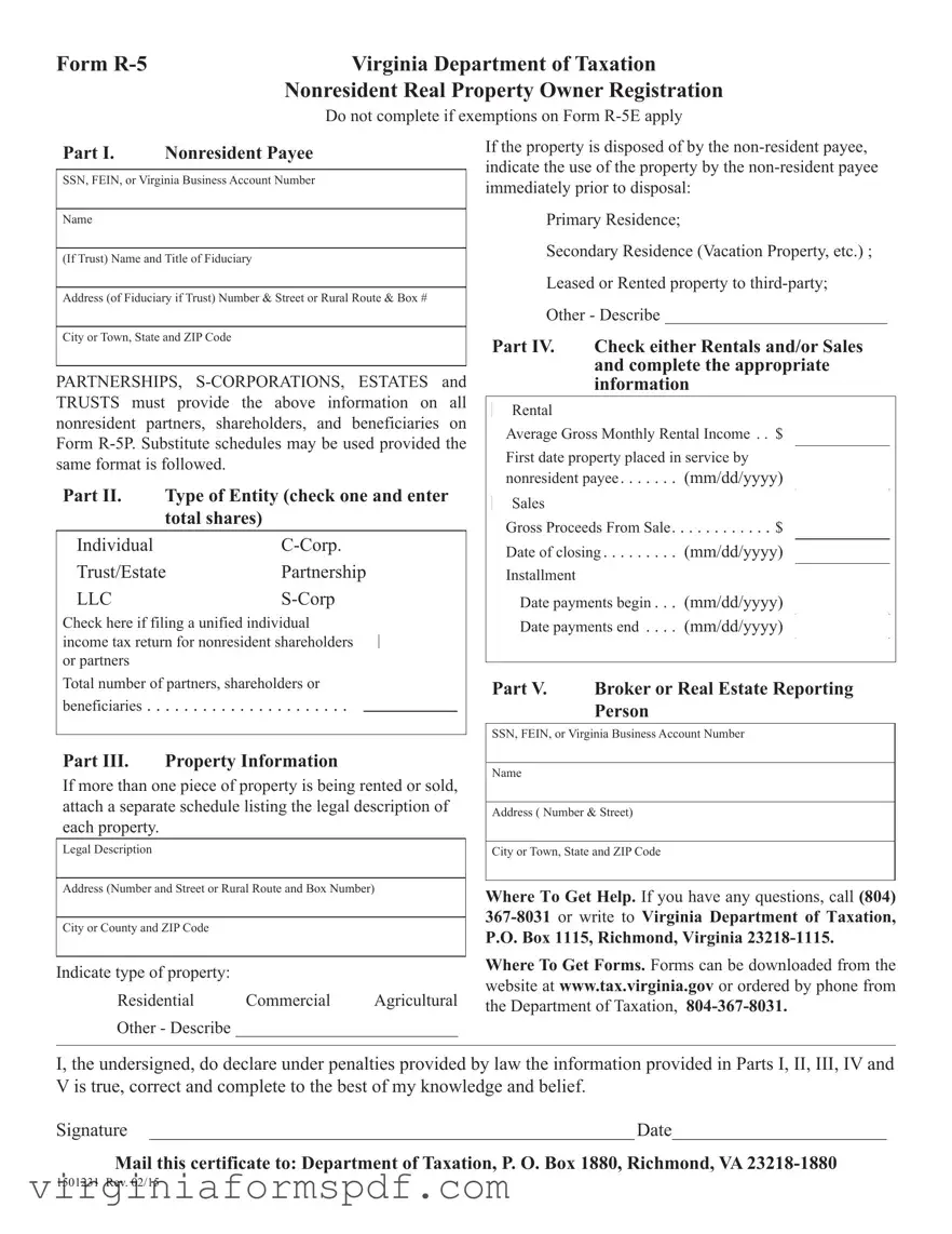 R 5 Virginia Form