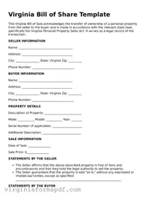 Legal Virginia Bill of Sale Template
