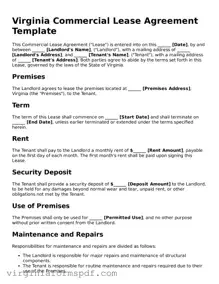 Legal Virginia Commercial Lease Agreement Template