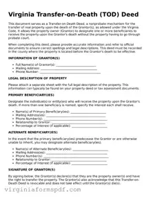 Legal Virginia Transfer-on-Death Deed Template