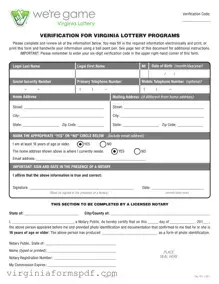 Virginia Lottery Form
