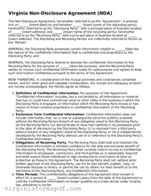 Legal Virginia Non-disclosure Agreement Template
