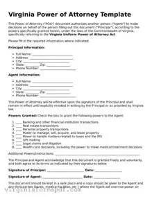 Legal Virginia Power of Attorney Template