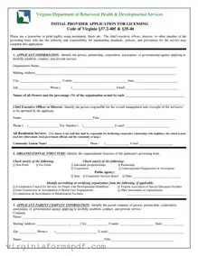 Virginia Provider Application Form