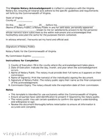 Legal Virginia Notary Acknowledgement Template