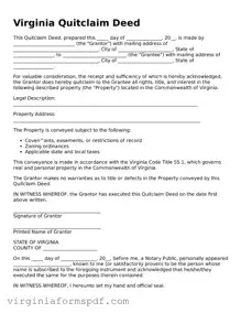 Legal Virginia Quitclaim Deed Template