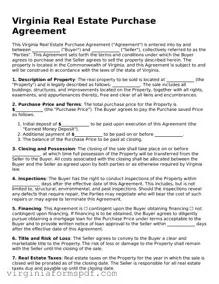Legal Virginia Real Estate Purchase Agreement Template