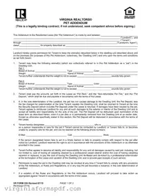 Virginia Realtors Pet Addendum Form