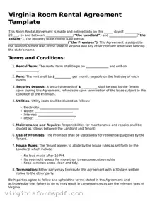 Legal Virginia Room Rental Agreement Template