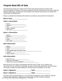 Legal Virginia Boat Bill of Sale Template
