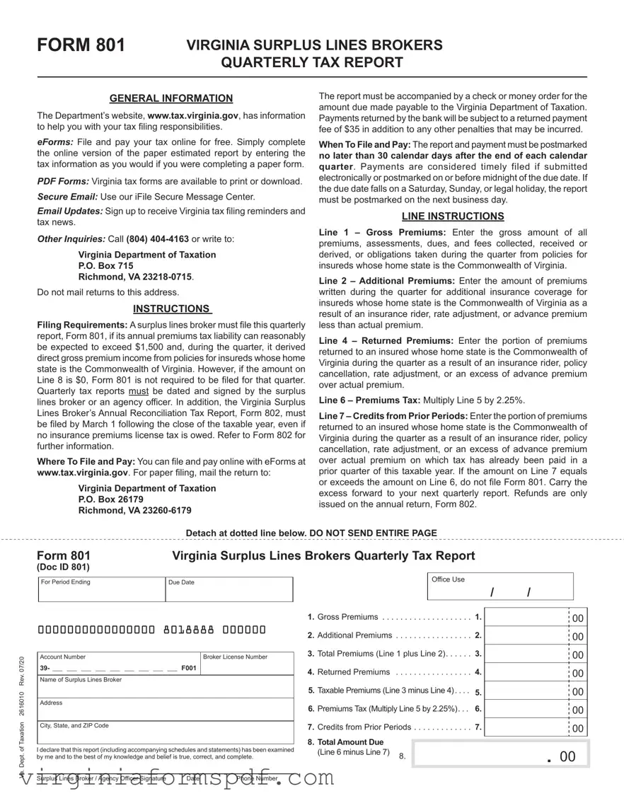 Virginia 801 Form