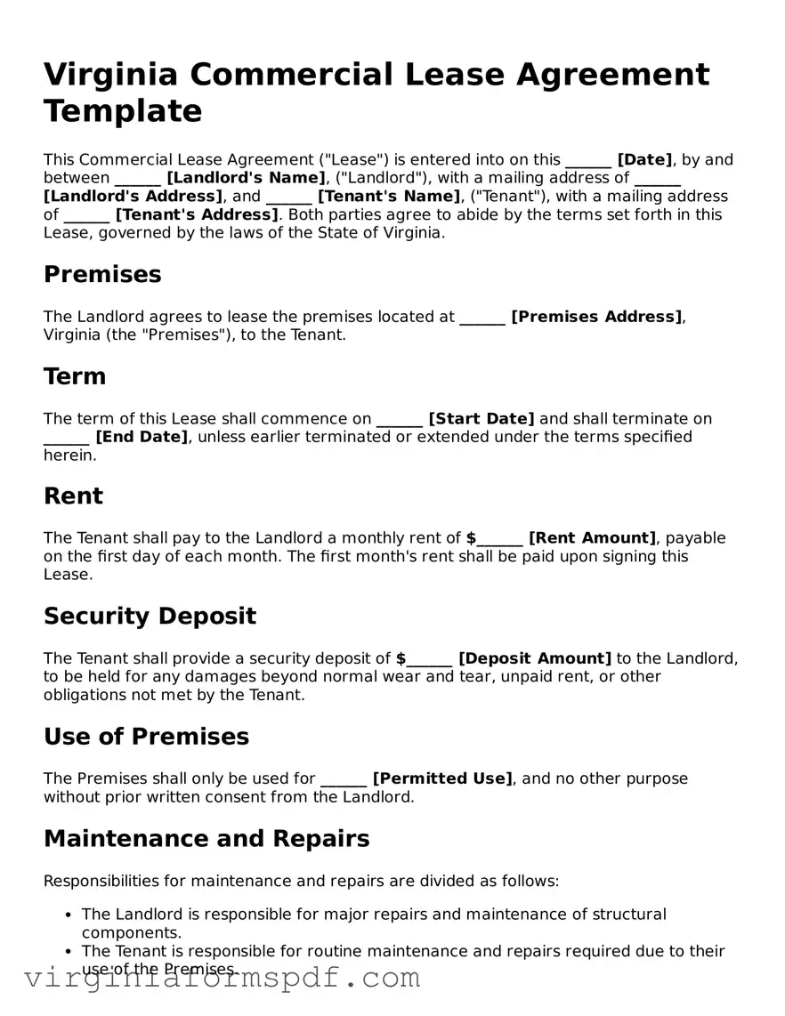 Legal Virginia Commercial Lease Agreement Template