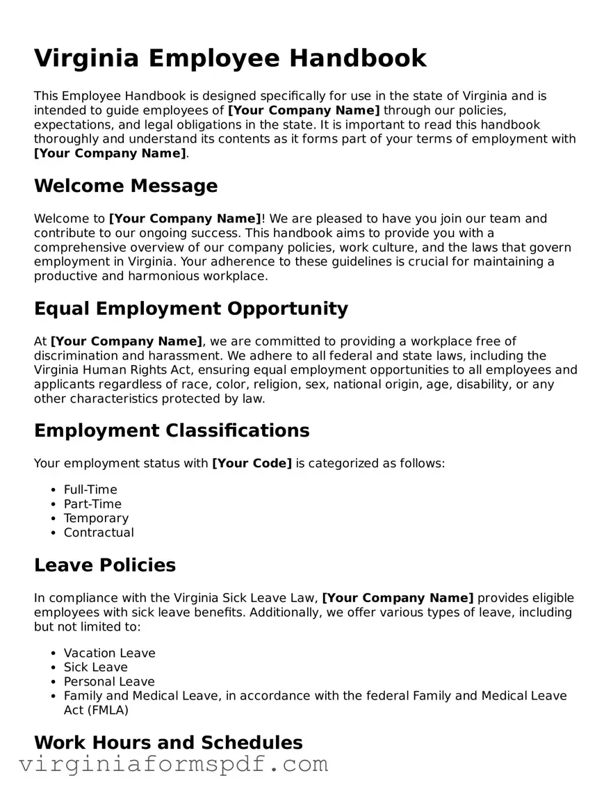 Legal Virginia Employee Handbook Template