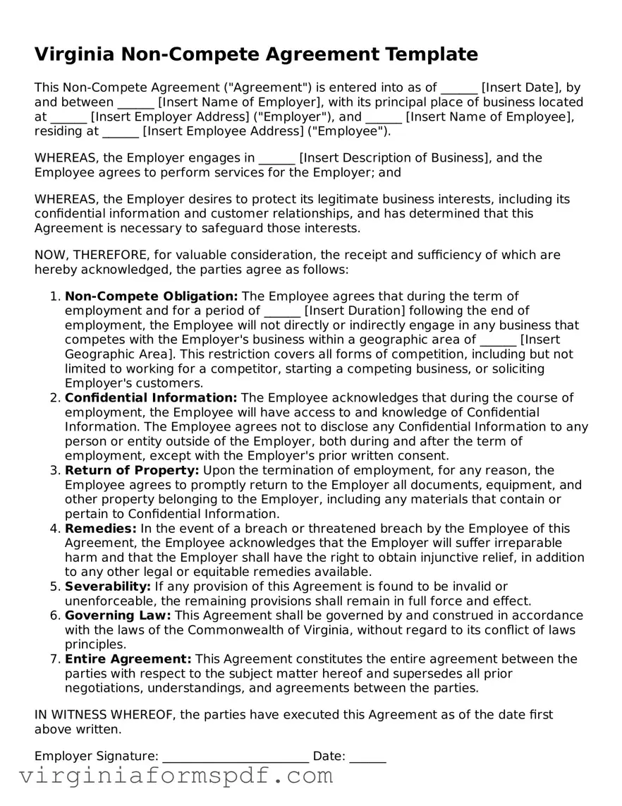 Legal Virginia Non-compete Agreement Template