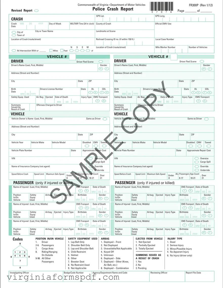 Virginia Police Crash Report Form