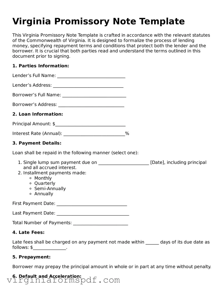 Legal Virginia Promissory Note Template