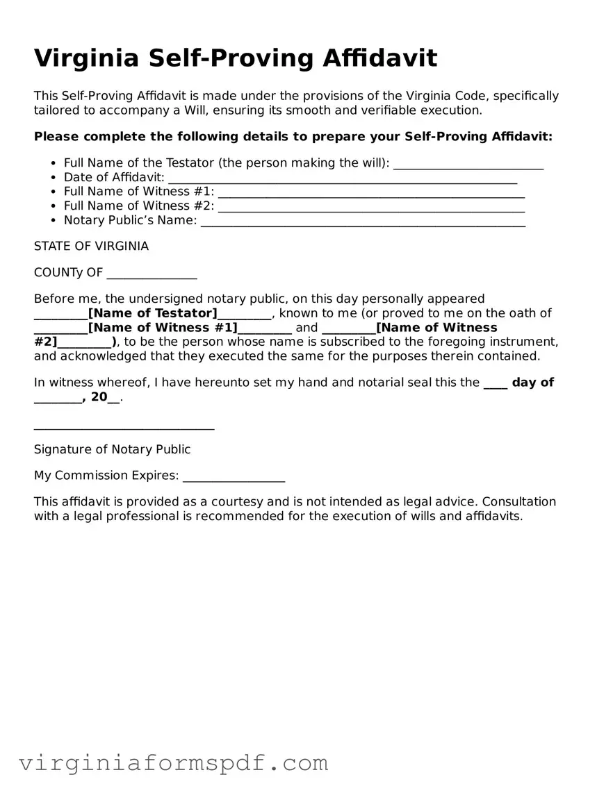 Legal Virginia Self-Proving Affidavit Template
