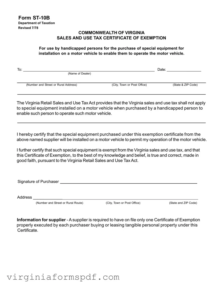 Virginia St 10B Form