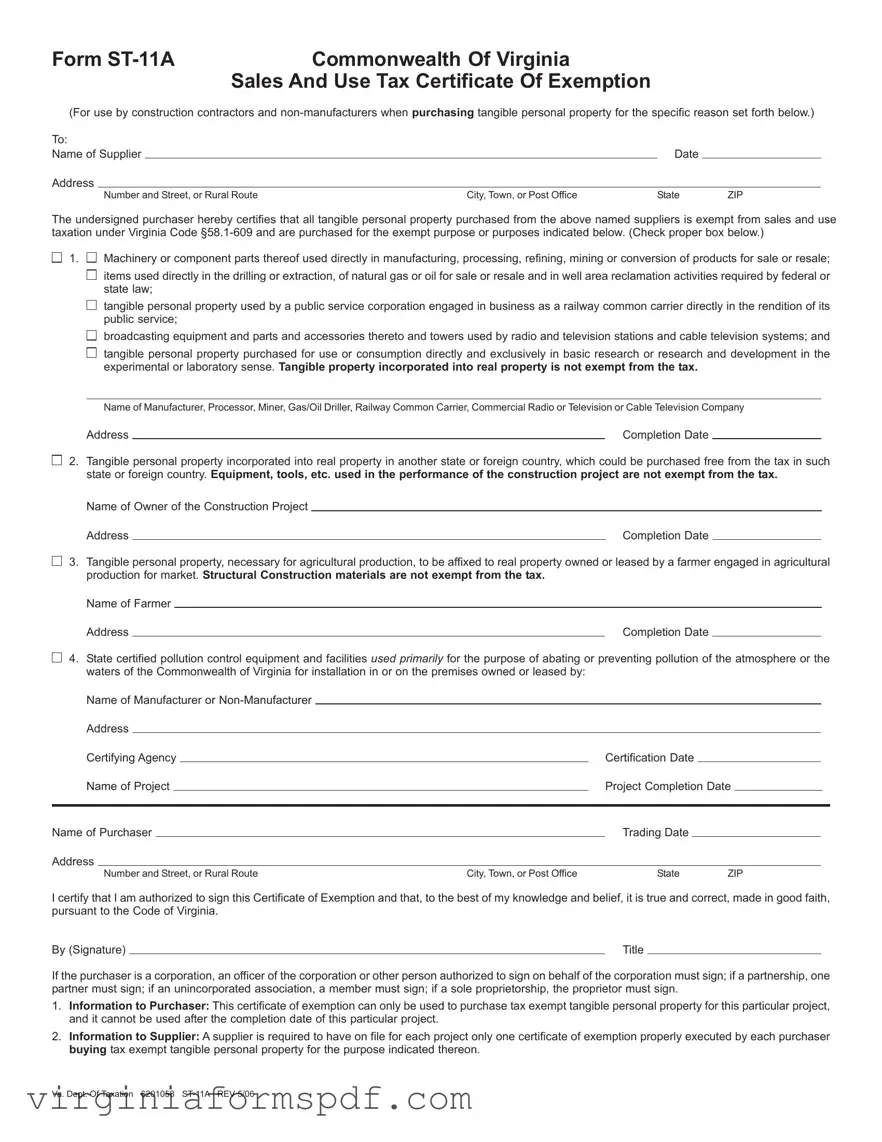 Virginia St 11A Form