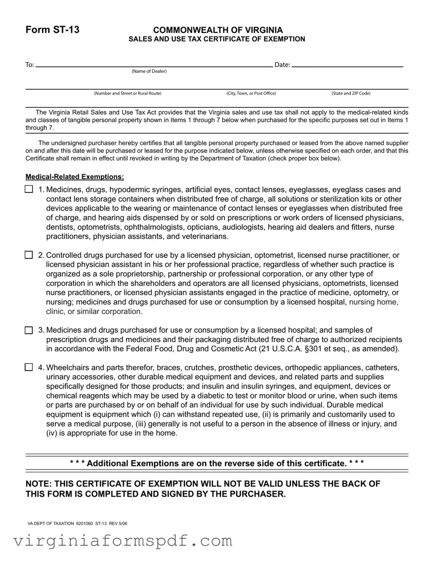 Virginia St 13 Form