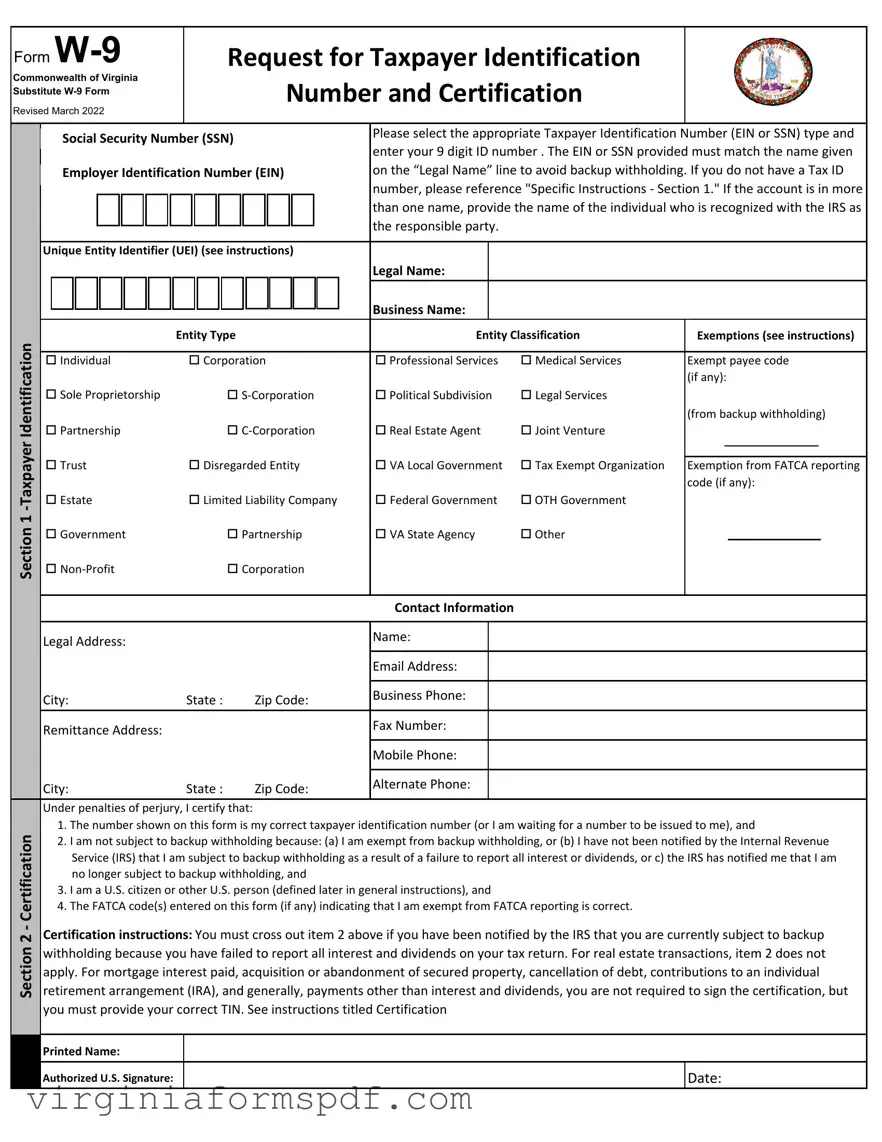 Virginia State W 9 Form