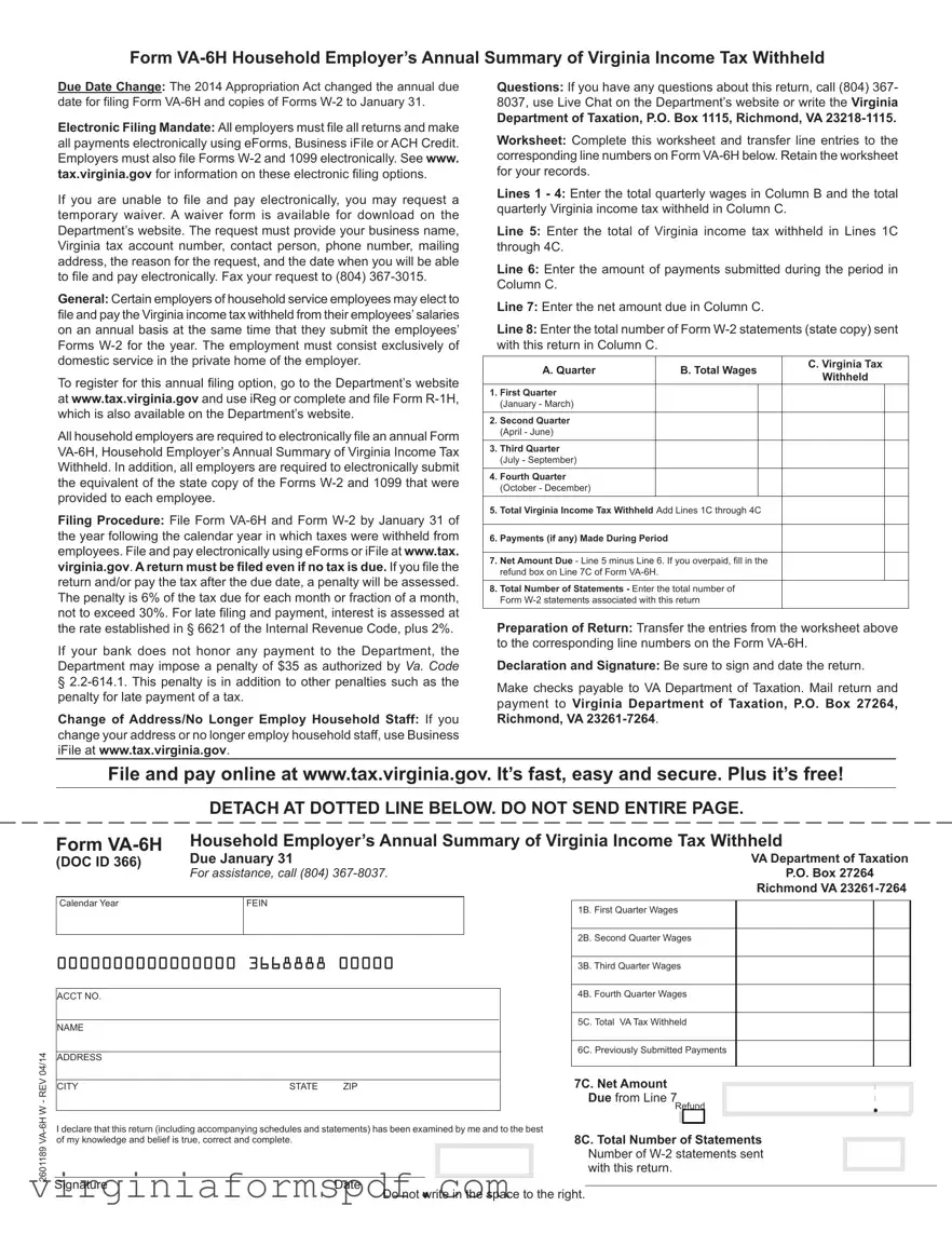 Virginia Va 6H Form