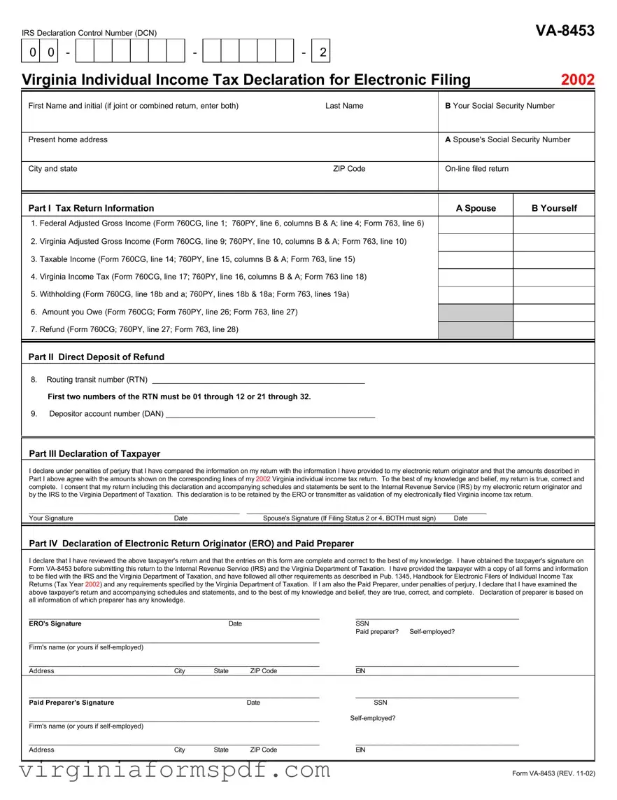 Virginia Va 8453 Form