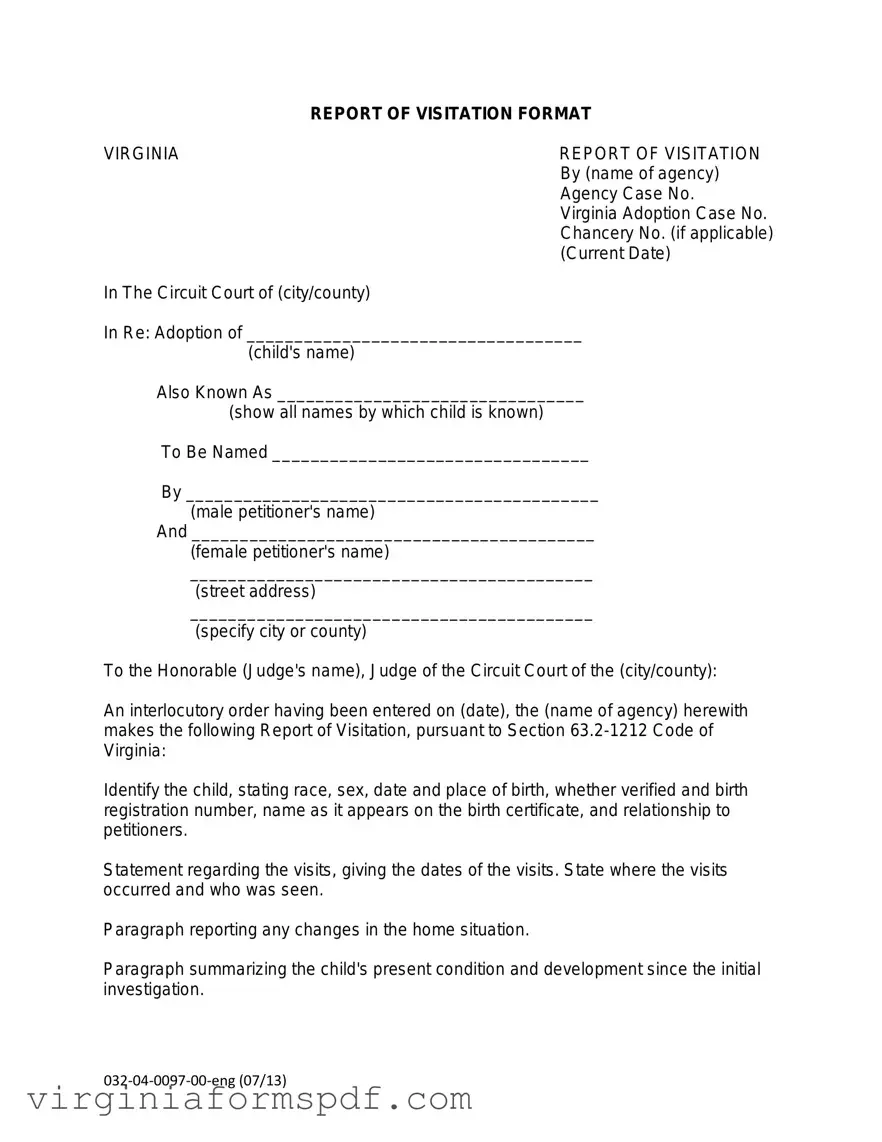Visitation Status At Virginia Form